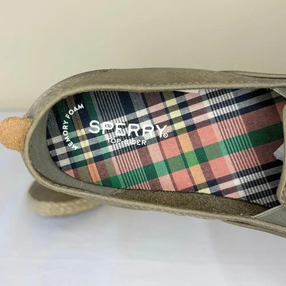 Sperry Sailor Twin Gore Jute Slip-On Shoes Women's 10 Sage Green NEW